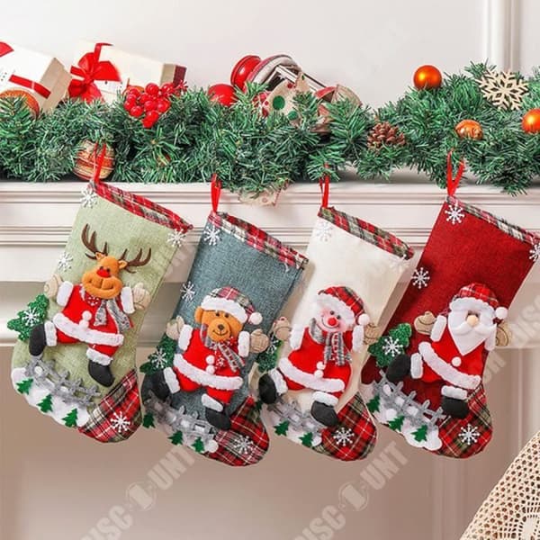 TD® Julstrumpa Godispåsar 20*30cm 4st Tecknat mönster julklappspåse Lämplig för juldekoration