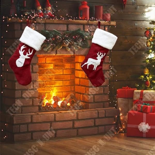 TD® Röda julstrumpor broderi presentficka väska dekoration festlighet träd present röd broderi Julstrumpa Jultillbehör