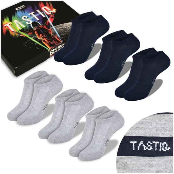 Tastiq Premium 6 Pairs - Bomullsstrumpor för män, korta sneakerstrumpor för män 35-38