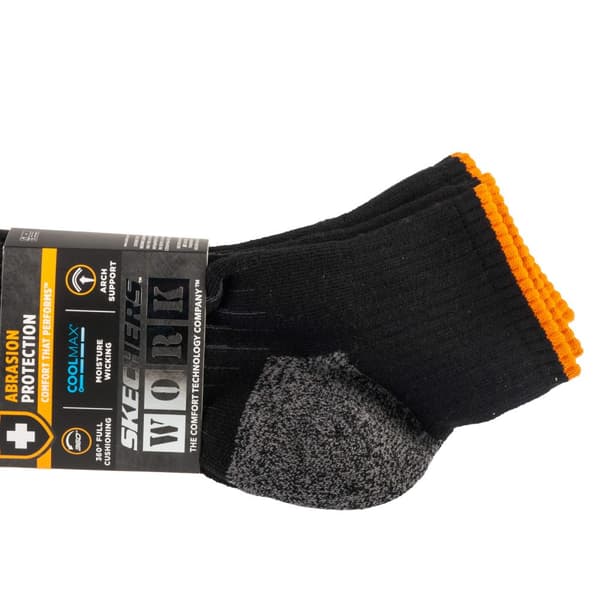 Skechers 3pk Mens Work Qtr Socks S115423-BLK, Man, Strumpor, Svart