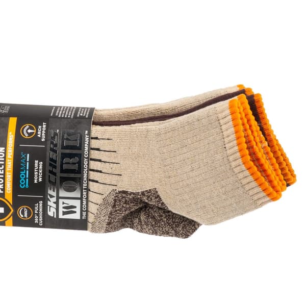 Skechers 3pk Mens Work Qtr Socks S115423-SAND, Man, Strumpor, Beige