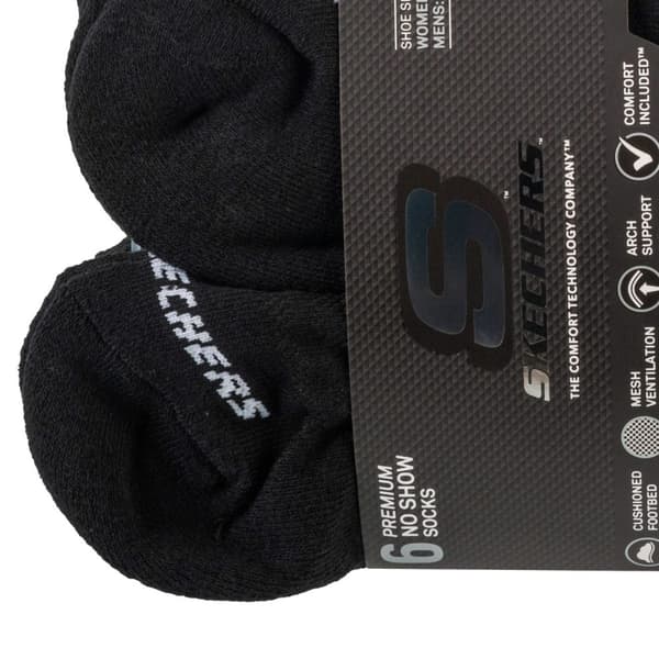 Skechers 6pk Unisex 1/2 Terry Crew Socks S118209-BLK, Unisex, Strumpor, Svart
