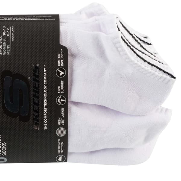 Skechers 6pk Unisex 1/2 Terry Crew Socks S118210-WHT, Unisex, Sokker, Hvid