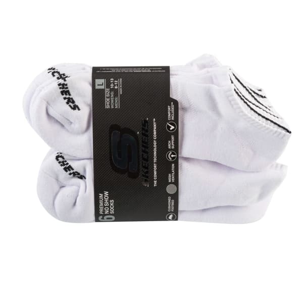 Skechers 6pk Unisex 1/2 Terry Crew Socks S118210-WHT, Unisex, Sokker, Hvid White 41-46
