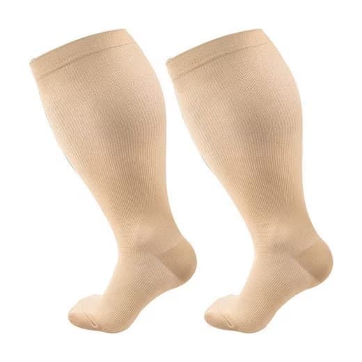Kompressionsstrumpor Stödkniestrumpa XXL-4XL, Bred Vad Beige 4XL
