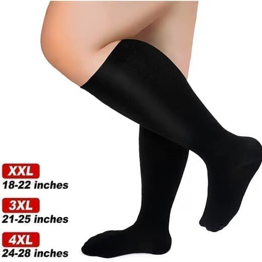 Kompressionsstrømper Støtte Knæstrømpe XXL-4XL, bred læg