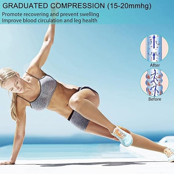 2 paria vetoketjullisia kompressiosukkia, 15-20 mmHg umpinaiset ja vetoketjulliset sukat naisille ja miehille
