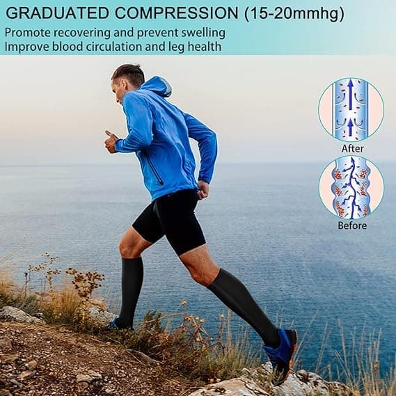 2 paria vetoketjullisia kompressiosukkia, 15-20 mmHg umpinaiset ja vetoketjulliset sukat naisille ja miehille