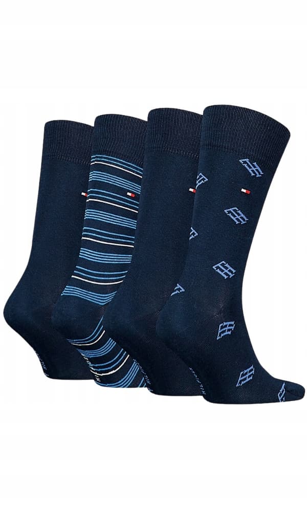 TOMMY HILFIGER Sokker Marineblå 4-pak sokker Gavesæt Gaveæske størrelse 39-42