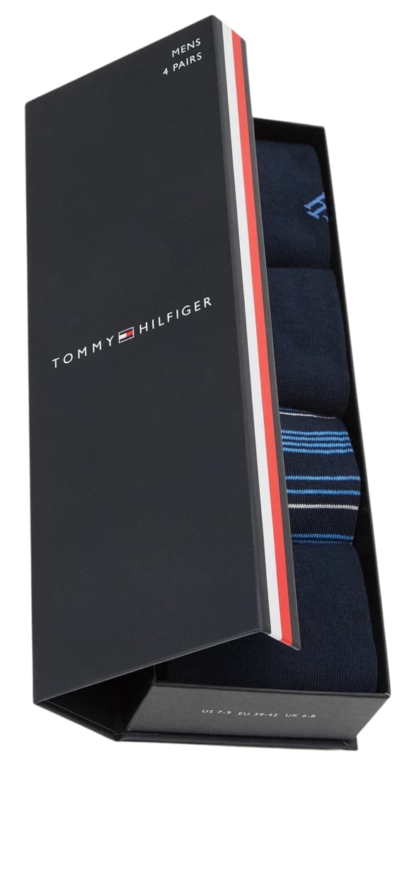 TOMMY HILFIGER Sokker Marineblå 4-pak sokker Gavesæt Gaveæske størrelse 39-42