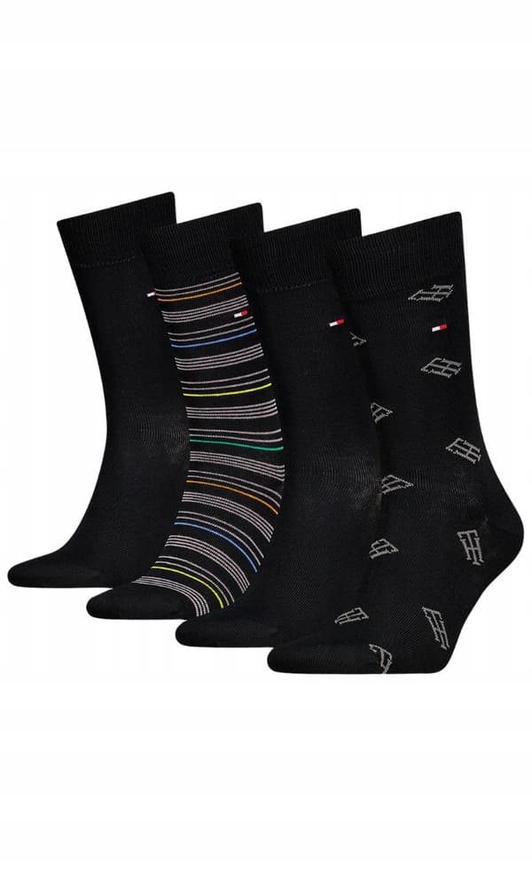 TOMMY HILFIGER Strumpor Svarta 4-PACK STRUMPOPPOR PRESENTSET PRESENTASK storlek 39-42