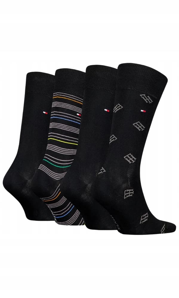 TOMMY HILFIGER Strumpor Svarta 4-PACK STRUMPOPPOR PRESENTSET PRESENTASK storlek 39-42