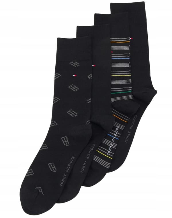 TOMMY HILFIGER Strumpor Svarta 4-PACK STRUMPOPPOR PRESENTSET PRESENTASK storlek 39-42