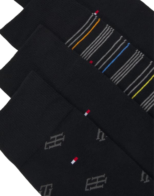TOMMY HILFIGER Strumpor Svarta 4-PACK STRUMPOPPOR PRESENTSET PRESENTASK storlek 39-42