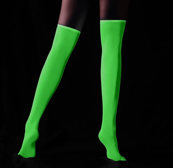 GLOW IN THE DARK strømper Selvbærende knæstrømper Dame Sexy FLUO