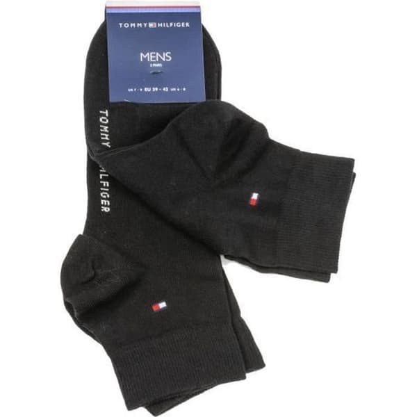 Strumpor - TOMMY HILFIGER - Kvarter - 2 par - Blandad bomull - Svart