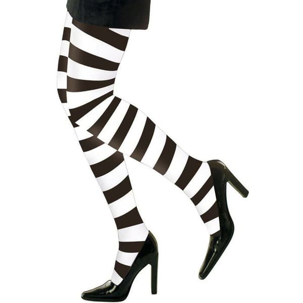Plus size gotiska svart-vitrandiga tights för kvinnor - Halloween