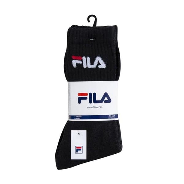 Fila strumpor herr, medelstora strumpor för män, multisport (paket med 3) - svart