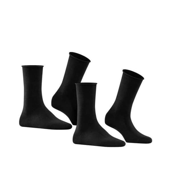 Socks - FALKE - enfärgad - Svart - Stretchbomull - Paket om 2
