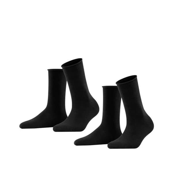 Socks - FALKE - enfärgad - Svart - Stretchbomull - Paket om 2