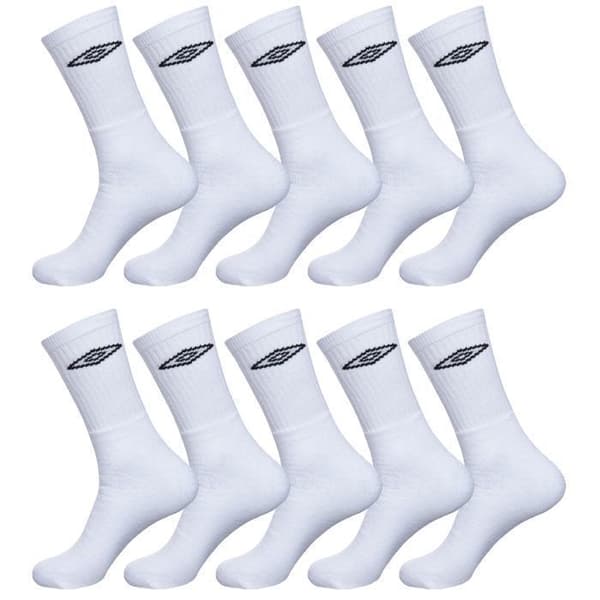 Höga strumpor - UMBRO - 10-pack - Sportkomfort - Vit - Halvhög