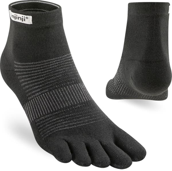 INJINJI RUN ORIGINAL WEIGHT MINI-CREW Black, tåstrumpor löpning Large (44.5-47)