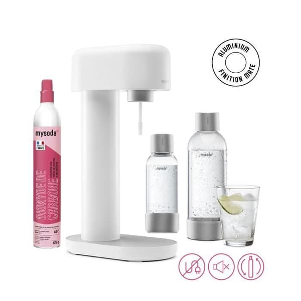 MYSODA Sodamaskin Ruby White, 1 flaska 0,5L, 1 flaska 1L, 1 CO2-cylinder