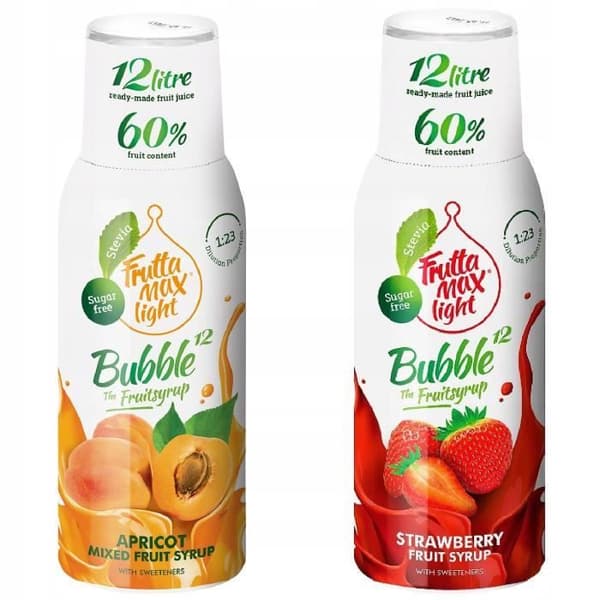 Fruttamax aprikos- och jordgubbssirap 500ml