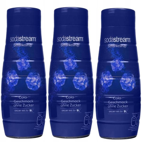 3x Sodastream Cola Sockerfri Sirap 440ml för kolsyrat vatten och kolsyra