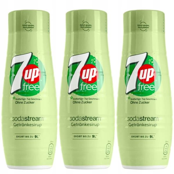 3x Sodastream 7 up Free Zero 440 ml Sockerfri sirap för Saturator