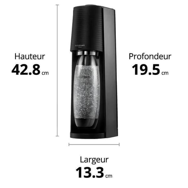 Sodamaskin och kolsyrat vatten SODASTREAM - TERRA Svart - 1 diskmaskin-kompatibel flaska - 1 gaspatron 60L