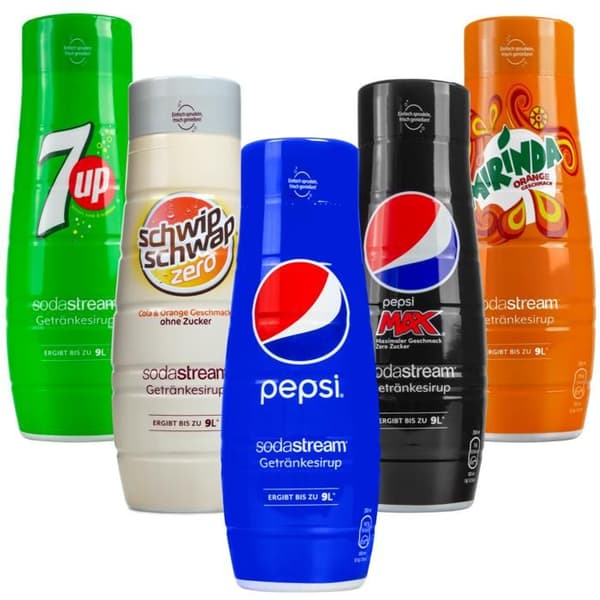 5x SODASTREAM SYROP 7UP PEPSI MIRINDA MOUNTAIN DEW CONCENTRATE för SATURATOR