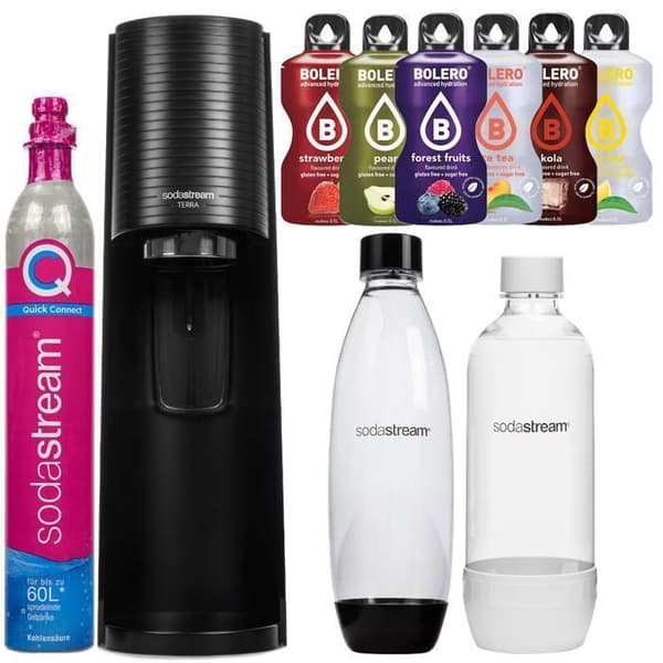 SodaStream Terra - SodaStream - Svart - 2 flaskor 1L - Snabbkopplingssystem - Snap-Lock
