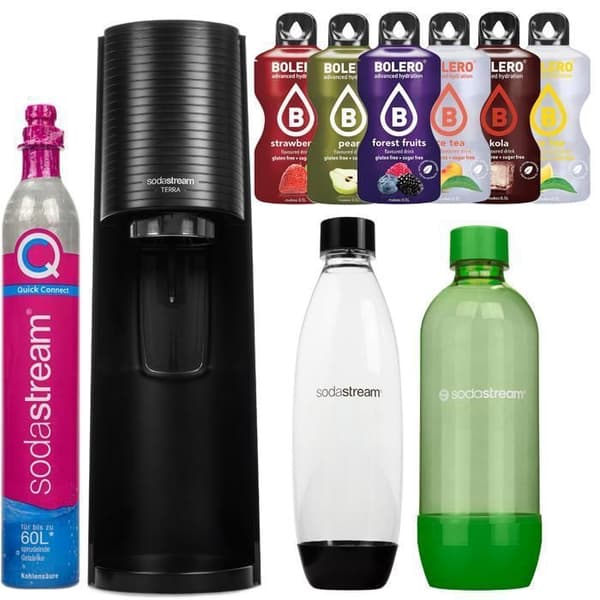 SodaStream Terra - SodaStream - Svart - 2 flaskor 1L - Quick Connect-system - Snap-Lock