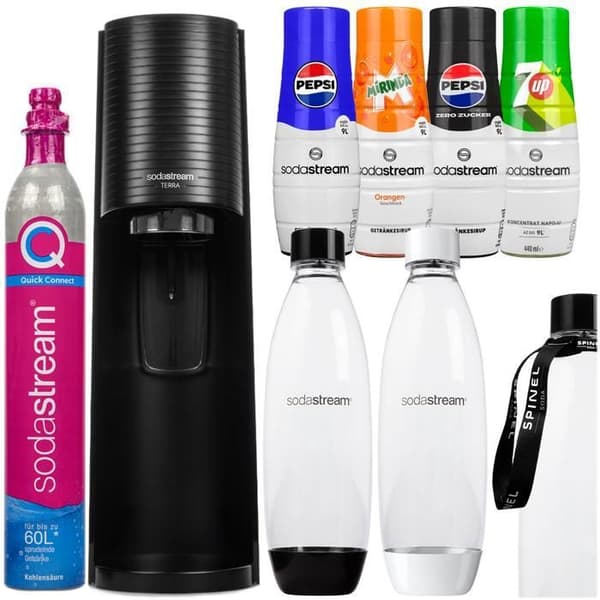 Sodamaskin - SodaStream - Terra - Svart - 2 flaskor 1L - 4 siraper ingår