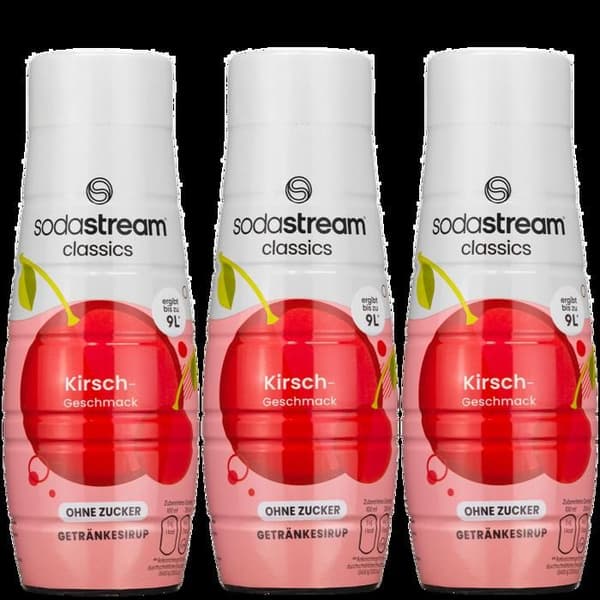 3 X Soda Stream körsbärsockerfritt kolsyrat vattenkoncentrat