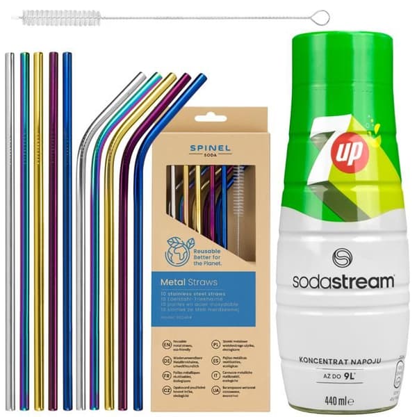 SodaStream 7up sirap + SpinelSoda metall sugrör x10
