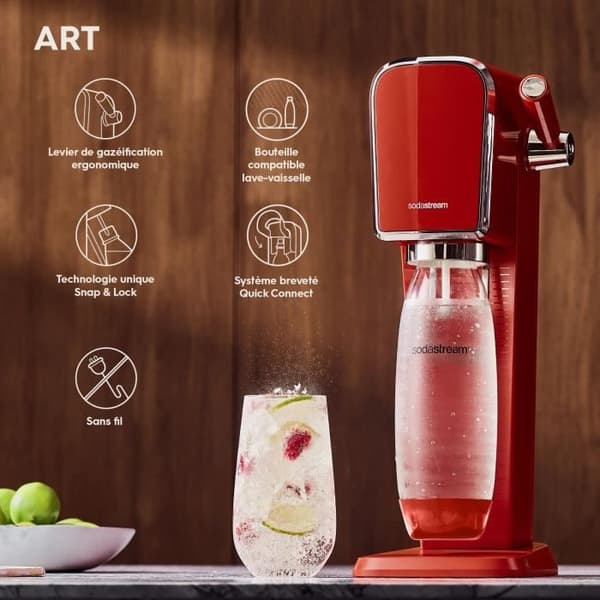 Sodastream sodavattenmaskin - ART Mandarine - 1 diskmaskinsvänlig flaska - 1 gaspatron 60L