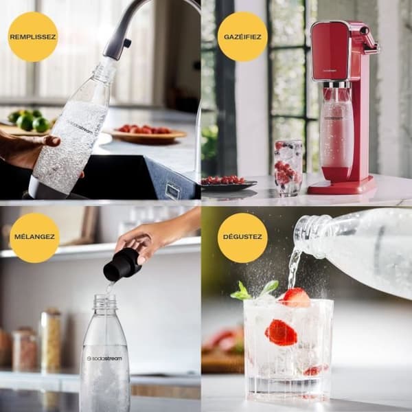 Sodastream sodavattenmaskin - ART Mandarine - 1 diskmaskinsvänlig flaska - 1 gaspatron 60L