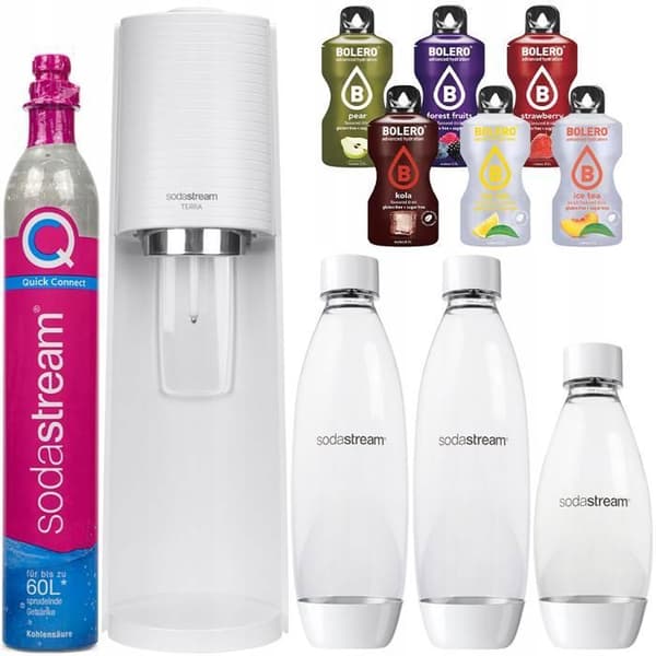 Sodamaskin - SodaStream - Terra - Vit - 3 Flaskor 0,5L - Enkel Kolsyrning