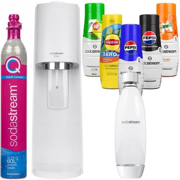 Kolsyrmaskin - SodaStream - Terra - 1L - 5 Sirop - Vit