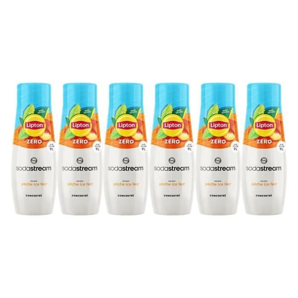 Koncentrat SODASTREAM - Set med 6 koncentrat Lipton Ice Tea Zerosocker - Upp till 54L dryck - 440ml