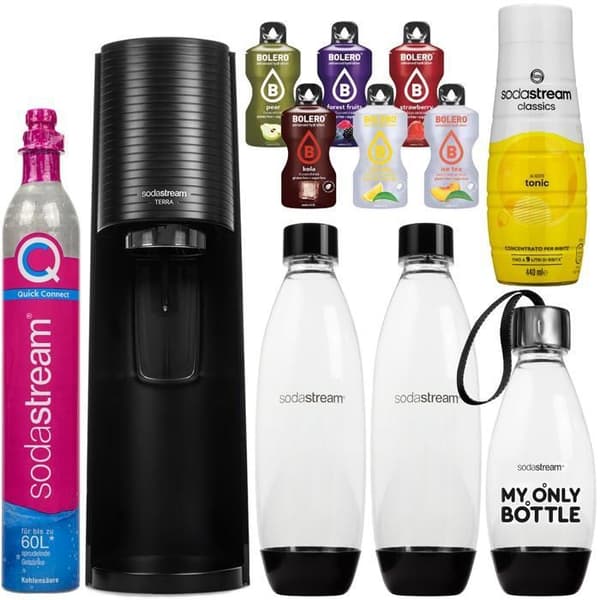 SodaStream Terra - SodaStream - Svart - 3 flaskor - Tonic sirap 440ml - Enkel att använda