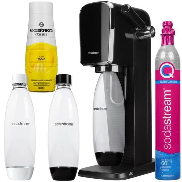 Saturator SodaStream - ART - Svart - 2 Flaskor 1L - Tonic Sirap 440ml - Snabbkoppling