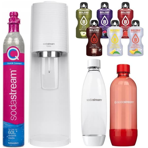 SodaStream TERRA White Saturator + 2 flaskor och 6 drinkar