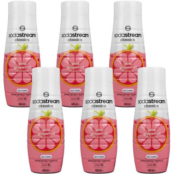 6x SodaStream Pink Grejpfrukt Zero sirop 440ml