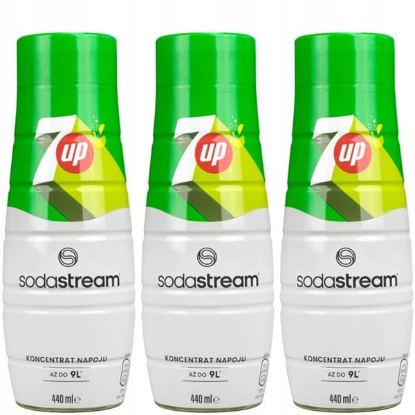 Sirop SodaStream - 7UP - 3 Flaskor - 440 ML - Smak Citron-Lime - Kolsyrad Dryck