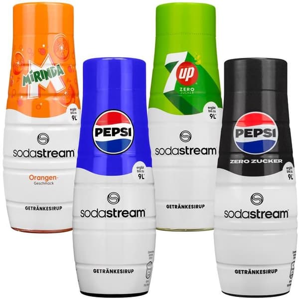 SodaStream-sirap - Pepsi - 4-pack - 440 ml - Klassiska smaker - 7UP, Mirinda, Pepsi MAX