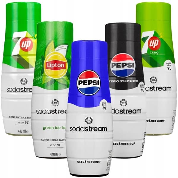 Sirops SodaStream - SodaStream - Pack med 5 - Pepsi, 7UP, Lipton - 9 liter kolsyrade drycker