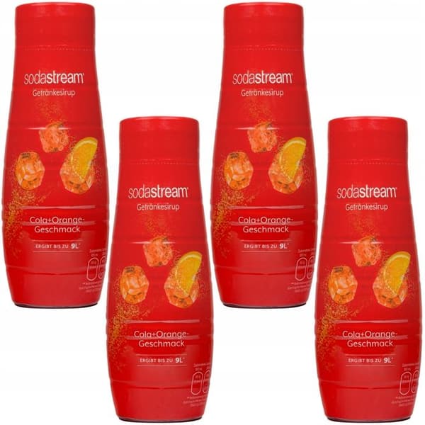 Pack av 4x SodaStream Cola - Apelsinssirap 440ml - 9 liter - Ekonomisk - Sodamaskin